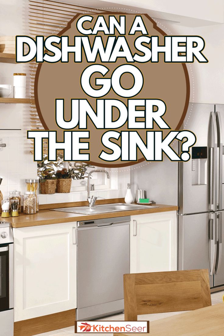 a kitchen with the words can a dishwasher go under the sink? on it