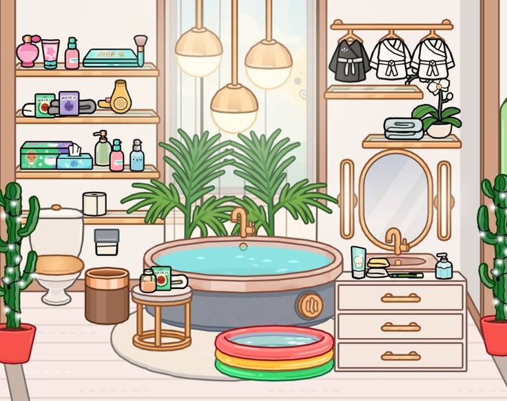 a room filled with lots of plants and potted plants next to a bath tub