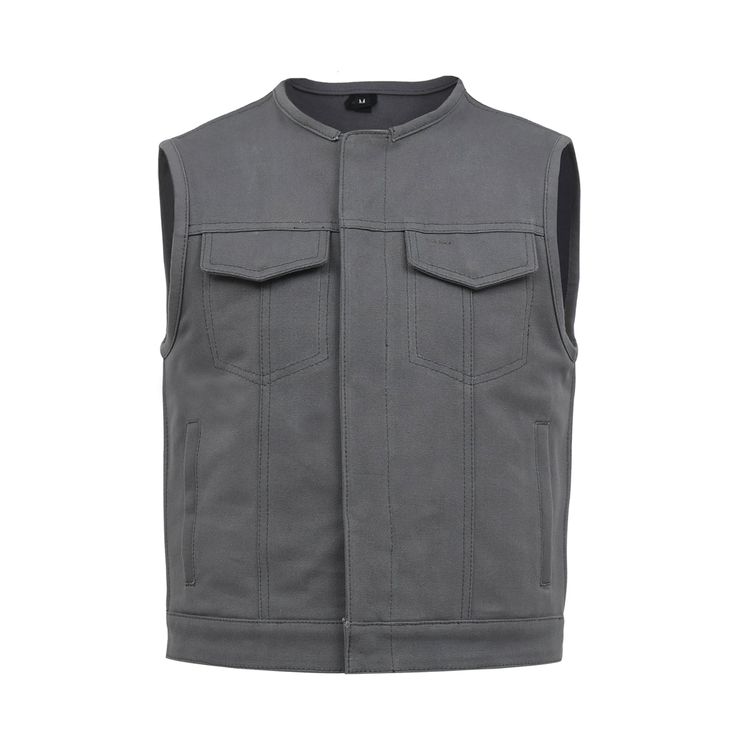 Lowside Men's Motorcycle Canvas Vest (Grey) Men's Canvas Vests First Manufacturing Company Grey S Classic Sleeveless Vest For Outdoor, Fitted Vest With Pockets For Streetwear, Urban Fitted Sleeveless Vest, Winter Biker Sleeveless Vest, Classic Outdoor Vest, Fitted Sleeveless Urban Vest, Biker Vest With Pockets For Streetwear, Gray Sleeveless Vest Outerwear, Gray Sleeveless Vest For Outdoors