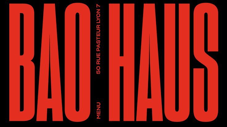 the cover art for bac haus's album, featuring red letters and black background