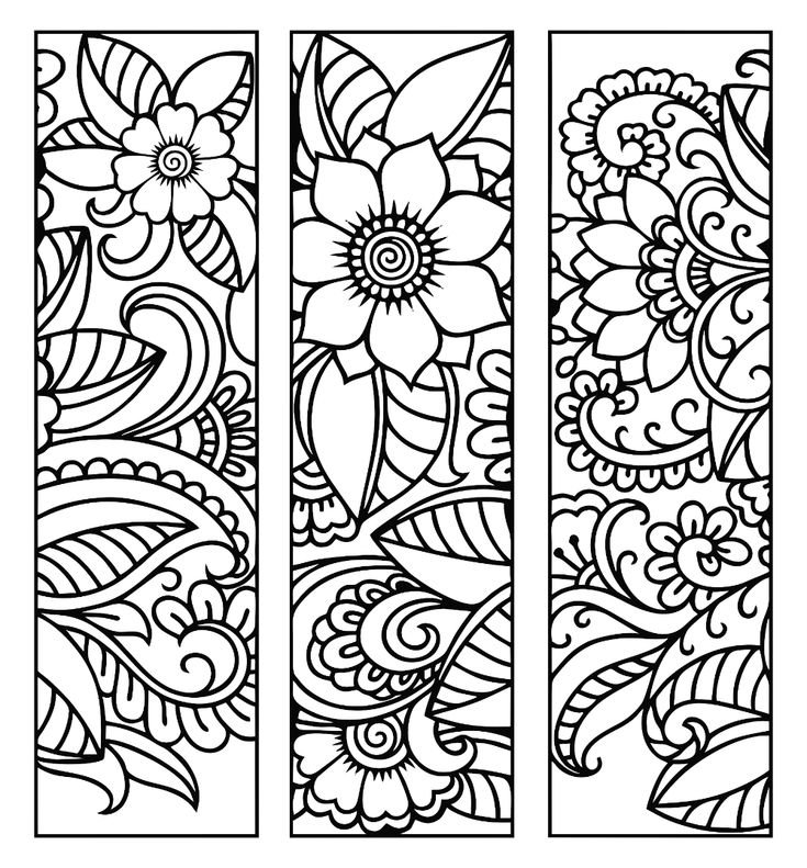 the three verticals are decorated with flowers and leaves, one is black and white