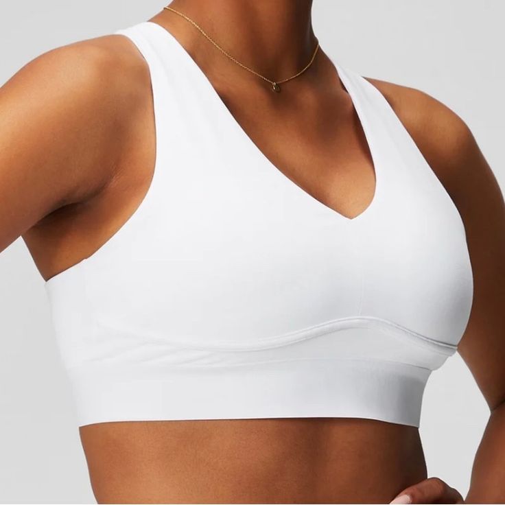 Never Removed From Packaging Nwt White All Day Every Day Bra From Fabletics White Full Coverage Sports Bra With Seamless Construction, White Stretch Activewear For Relaxation, White Seamless Activewear For Loungewear, White Full Coverage Sports Bra For Workout, Sporty Full Coverage Activewear, White Seamless Supportive Activewear, Supportive White Seamless Activewear, Sporty Activewear With Built-in Bra For Relaxation, Sporty Seamless Sports Bra For Relaxation