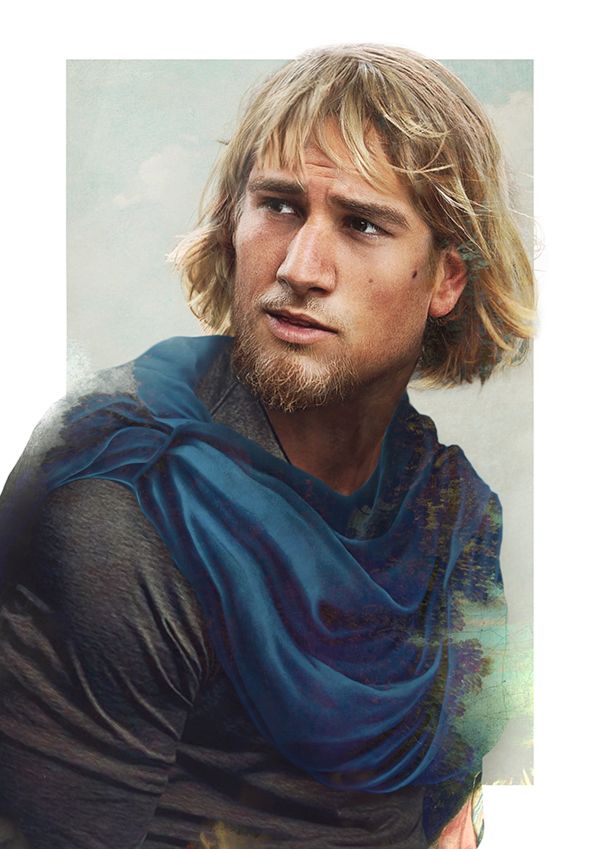 a man with long hair wearing a blue scarf