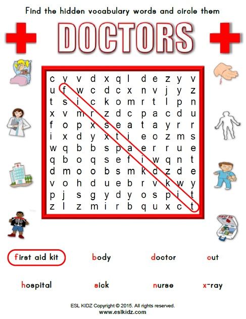 a crossword puzzle with words and pictures on it, including the word doctor's