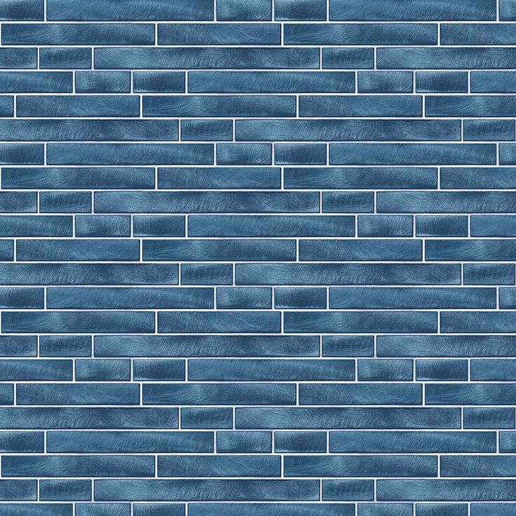 a blue brick wall with white lines on it