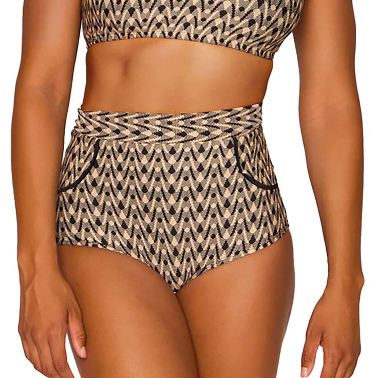 For extra support while snorkeling or playing in the waves, or for extra comfort while lounging under the umbrella, Seea Swimwear brings femininity and support in a vintage design to create the Georgia High Waist Bikini Bottom. Textured material offers quality feel while the built-in UPF sun protection gives you extra coverage against sun damage. A zippered closure in the rear gives you a secure fit and doubles as a stylish detail. Beachwear Stretch Swimwear In Beige, Beige Stretch Swimwear For Beach, Retro High Waist Swimwear For Pool, Fitted Beige Swimwear For Vacation, Beige Fitted Swimwear For Vacation, Retro High-waist Swimwear For Pool, Retro Black Swimwear For Beach Season, Beige Beachwear Bottoms For Pool, Retro High Waist Swimwear For Vacation