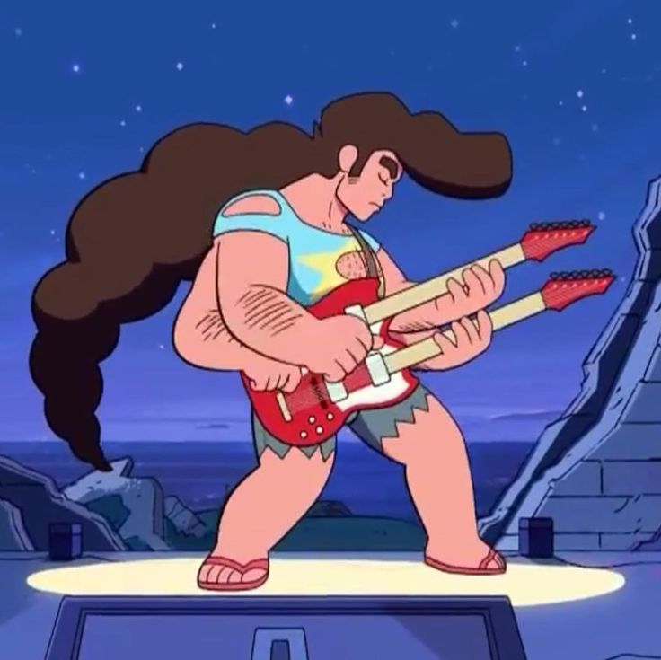 a cartoon character playing an electric guitar