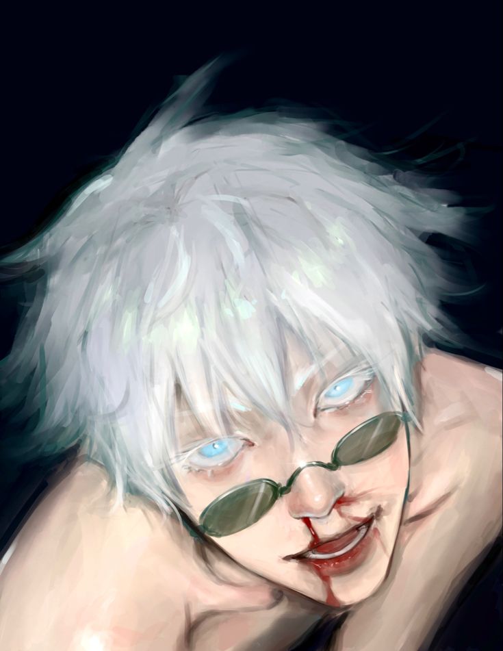 a digital painting of a woman with white hair and glasses