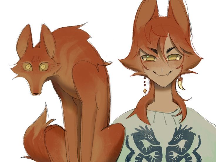 a drawing of a cat and a fox