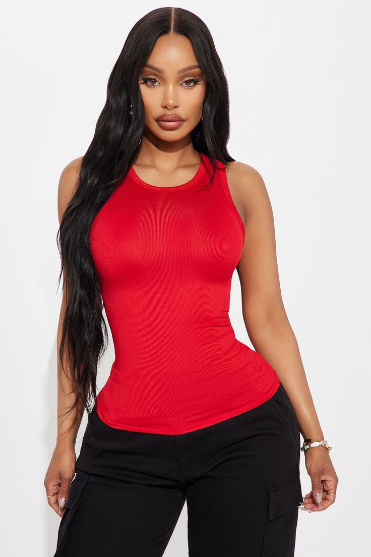 Available In Black, White, Olive, And Red. Crew Neck Sleeveless Ribbed Stretch 95% Rayon 5% Spandex Imported | Chloe Crew Neck Tank Top in Red size XS by Fashion Nova Search By Photo, Red Crew Neck, Basic Tops, Womens Bodysuit, Red Fashion, Womens Clothing Tops, Fashion Nova, Chloe, Sleeveless Top