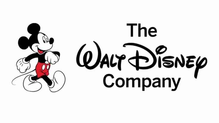 the walt disney company logo with mickey mouse on it's back and red shorts