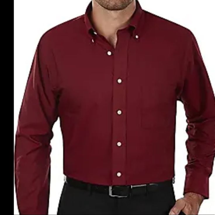 Nwt- Van Heusen Fitted Dress Shirt Size 16 34/35 Red Cotton Shirt For Business Casual, Red Semi-formal Top, Red Work Shirt With Pockets, Red Workwear Shirt With Pockets, Red Semi-formal Button-up Shirt, Semi-formal Red Cotton Top, Red Cotton Semi-formal Top, Elegant Red Cotton Shirt, Red Semi-formal Cotton Top