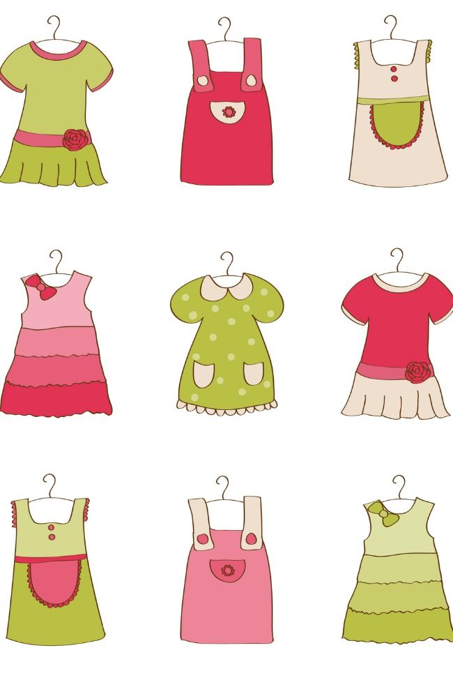 a set of baby clothes for girls in different colors