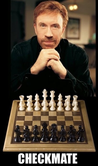 a man sitting in front of a chess board with the words checkmate on it