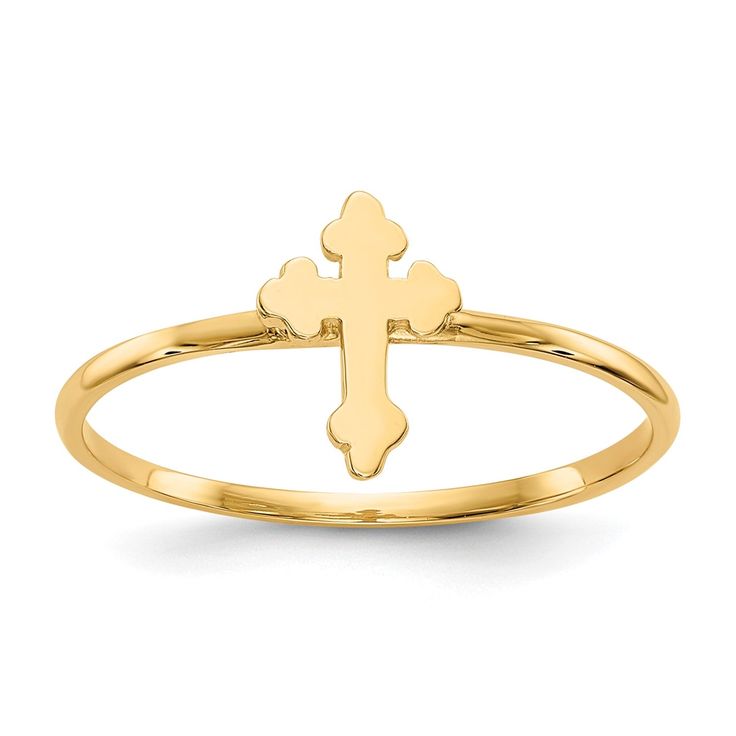 14k Real Yellow Solid Gold Cross Design Ring fine designer jewelry for men and women Rose Gold Band Ring, Yellow Rings, 14k Rose Gold Ring, Cross Ring, Elegant Ring, Gold Cross, Gold Polish, Types Of Rings, Ring Size 7