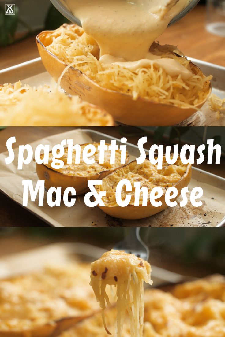 spaghetti sauce being poured over macaroni and cheese