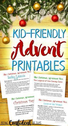 the kids's christmas printables are on display in front of a wooden background