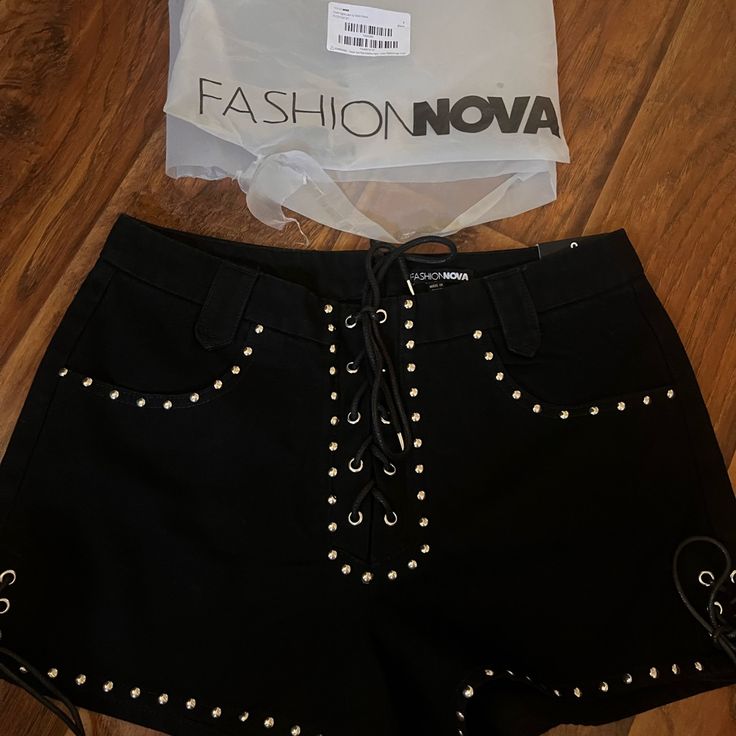 Brand New Fashion Nova Shorts Size 9 Edgy Cotton Bottoms For Party, High Waist Cotton Shorts For Party, High Waist Cotton Party Shorts, Edgy Cotton Party Bottoms, Edgy Bottoms For Summer Night Out, Edgy Summer Bottoms For Night Out, Edgy Bottoms For Night Out In Summer, Trendy Short Pants For Night Out, Trendy Black Short Pants