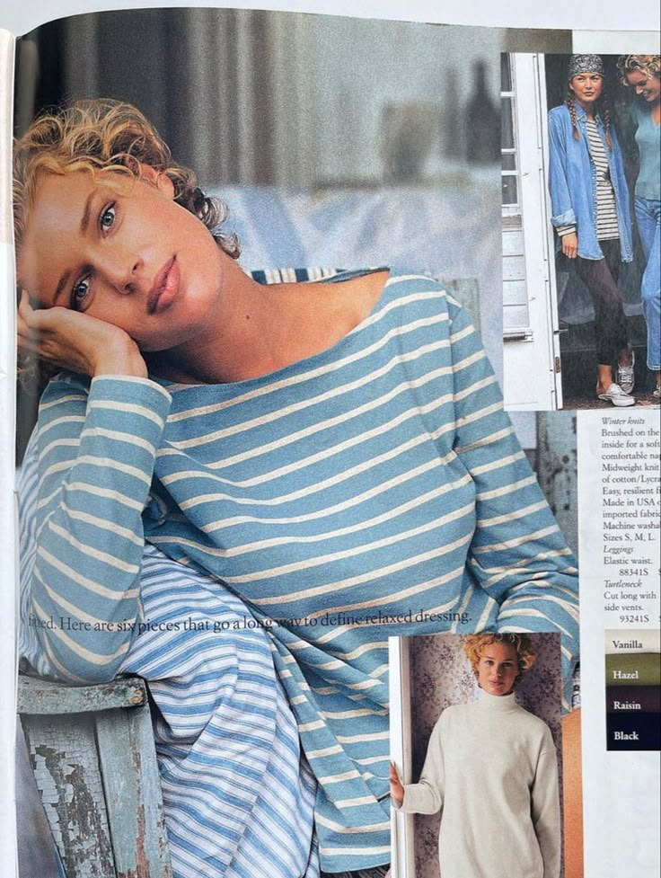 J Crew Catalog, J Crew Summer, Kelly Rutherford, Coastal Fashion, Buck Mason, Vacation Looks, 90s Fashion Outfits, Long Sleeve Striped Top, Burda Style