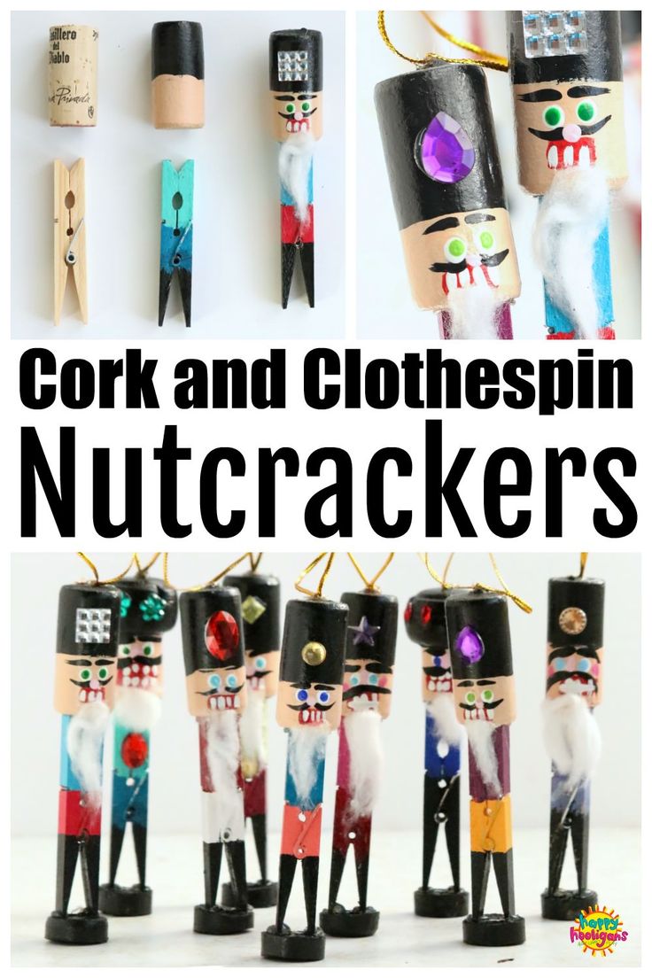 the nutcrackers are made out of wood and have different designs on them