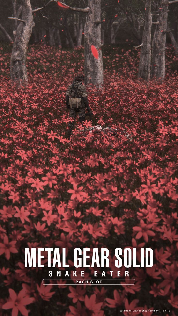 metal gear solid snake eater in the middle of a forest with red leaves on it