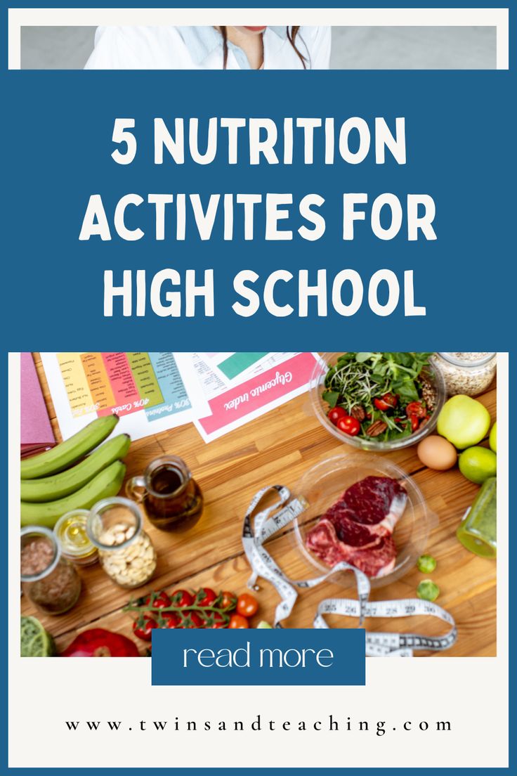 an image of food on a table with the words 5 nutrition activities for high school