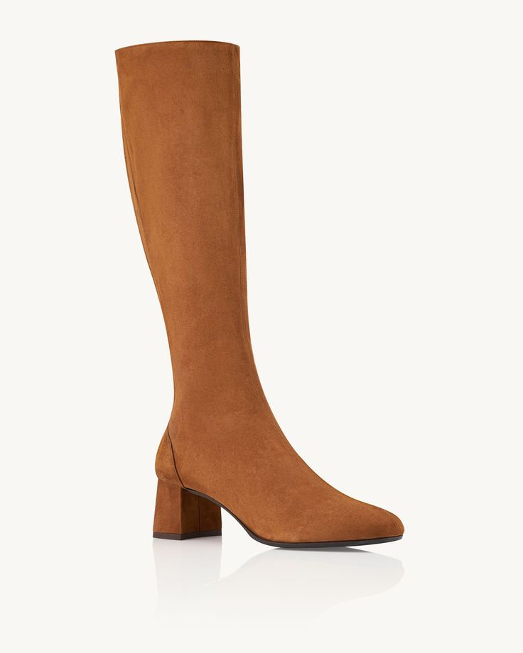 null Medium Width Suede Knee-high Heeled Boots, Brown Suede Knee-high Boots With Block Heel, Fitted Suede Knee-high Boots With Block Heel, Suede Knee-high Boots With Stacked Heel, Suede Wide Calf Heeled Boots With Almond Toe, Wide Calf Suede Heeled Boots With Almond Toe, Brown Suede Knee-high Boots Medium Width, Suede Block Heel Knee-high Boots For Work, Boots Are Made For Walking