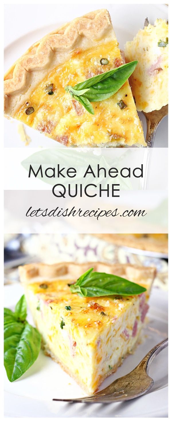 an image of a slice of quiche on a plate with the title above it