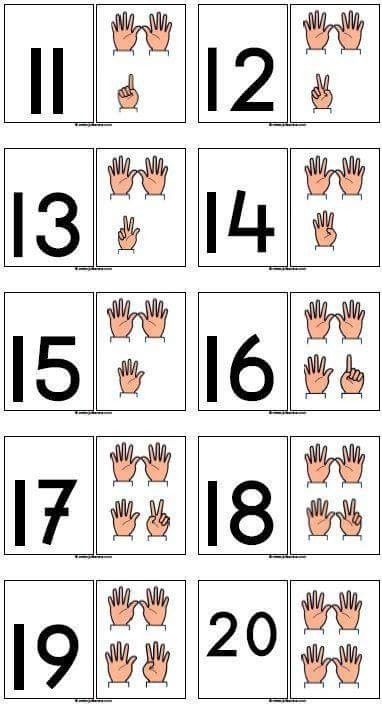 the numbers and hands are shown in this worksheet for children to learn how to count