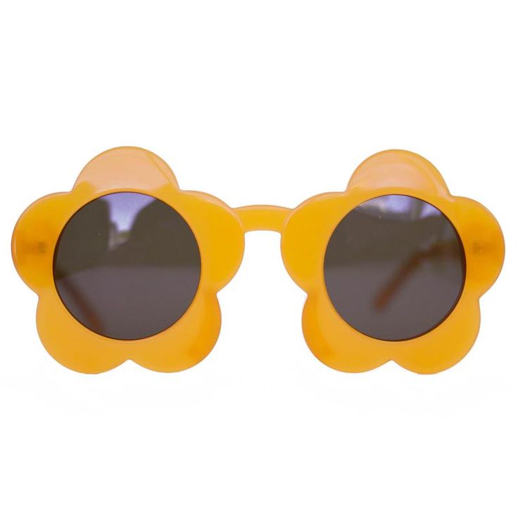 Kid's Sunglasses // Buttercup - Wunderkin Co. Playful Yellow Sunglasses With Uv Protection, Playful Yellow Tinted Sunglasses, Fun Yellow Sunglasses With Gradient Lenses, Fun Orange Plastic Sunglasses, Playful Flower-shaped Plastic Sunglasses, Playful Orange Plastic Sunglasses, Fun Orange Tinted Sunglasses, Yellow Tinted Plastic Sunglasses, Yellow Sunglasses With Gradient Lenses