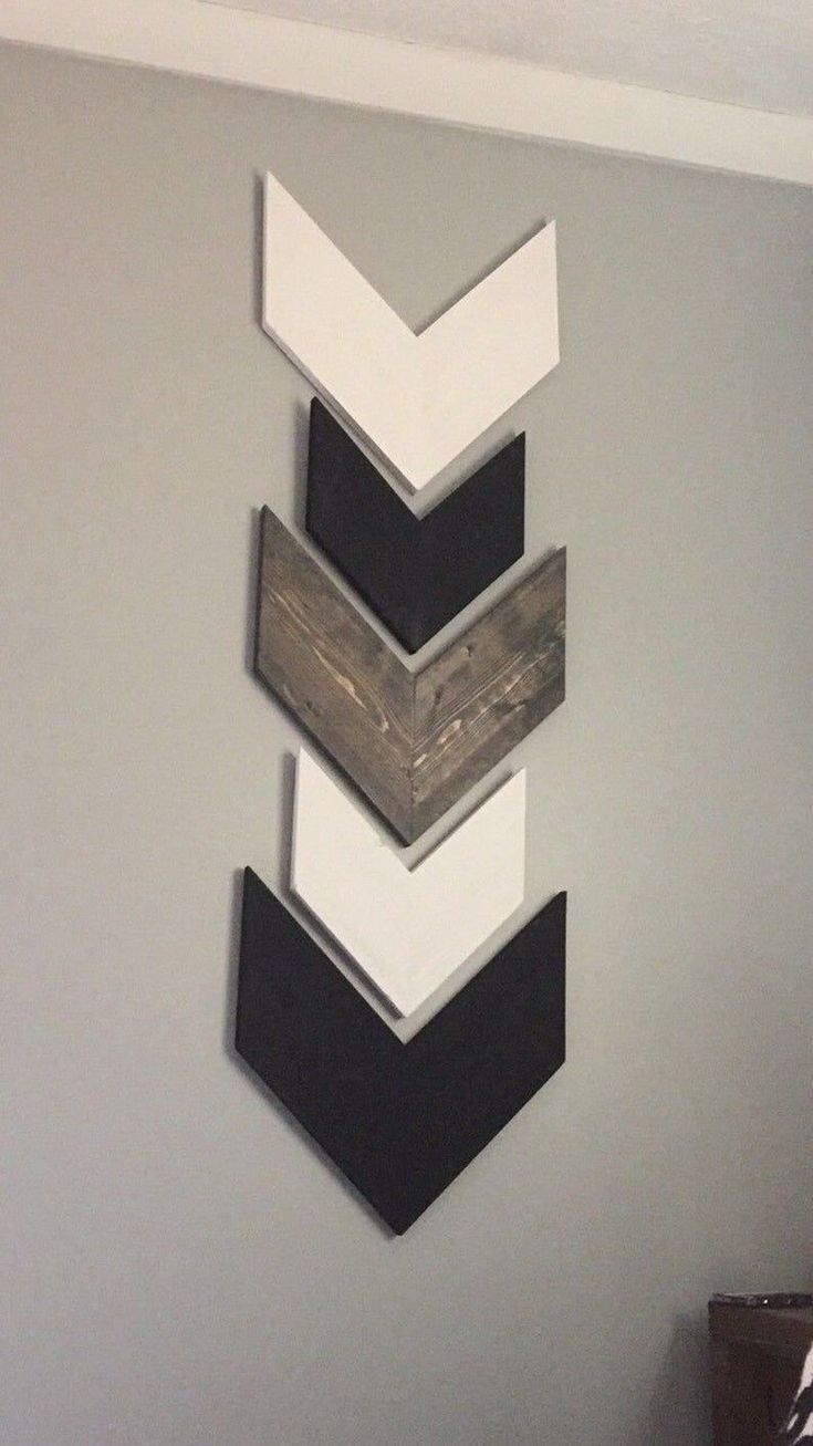 the wall is decorated with three different colored chevrons on it's sides