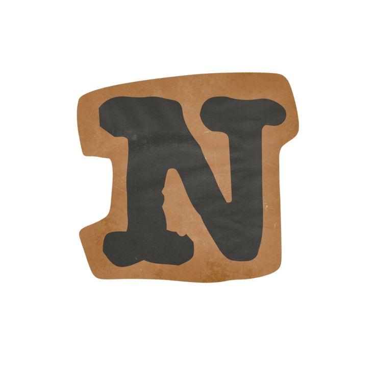 the letter n is made out of brown paper