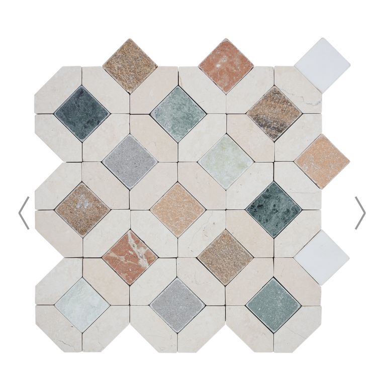 an image of a tile design with different colors and shapes on it's surface