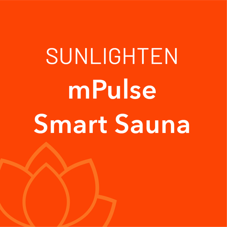 an orange background with the words sunlighten mpulse smart sauna