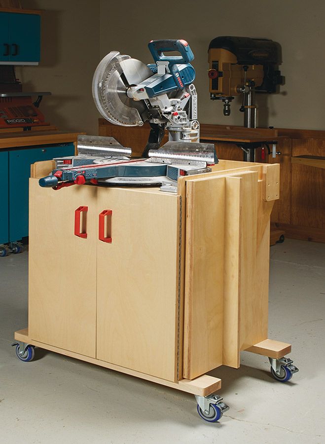 a workbench with tools on it in a room that is being used as a tool cabinet