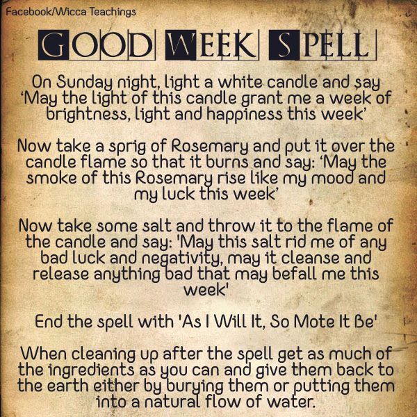 Good week spell Luck Spells, Magick Spells, Candle Magick, Wicca Witchcraft, Witch Spell, Wiccan Spells, White Magic, Good Week, Spells Witchcraft