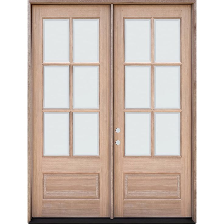 a pair of double doors with glass panels on the front and back sides, both side by side