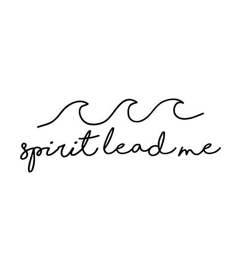 the word spirit leads me written in black ink on a white background