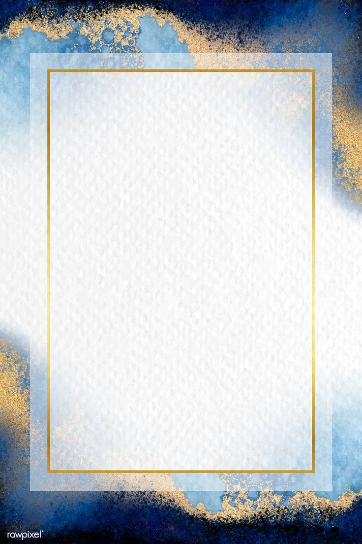 an artistic blue and gold background with a square frame in the center for text or image