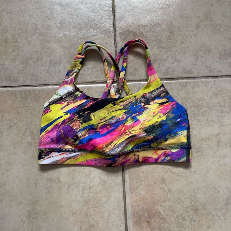 Multicolored Sports Bra. Nwots Never Worn And In Perfect Condition Fitted Multicolor Casual Sports Bra, Casual Fitted Multicolor Sports Bra, Multicolor Racerback Athleisure Activewear, Multicolor Racerback Activewear Athleisure, Multicolor Sports Bra For Yoga, Casual Multicolor Racerback Activewear, Multicolor Moisture-wicking Sports Bra For Yoga, Sporty Multicolor Racerback Activewear, Multicolor Moisture-wicking Racerback Activewear