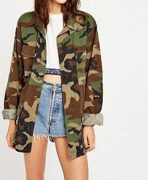 "Camouflage Jackets authentic vintage unisex military field jackets with original attached patches or without patches, if you have a preference let me know. I DO NOT CUSTOMIZED NAME PATCHES AT THIS TIME. PLEASE READ THE INFORMATION LISTED AND STORE POLICIES BEFORE ORDERING. Small Regular Bust: 44\" Waist: 40\" Shoulders across 17\" Sleeve Length: 24\" Length: 27\" Medium Regular Bust: 46\" Waist: 42\" Shoulders across: 18\" Length: 30\" Large Regular Bust: 48\" Shoulders: 20\" Waist: 46\" Length Bite Lip, Vintage Camo Jacket, Military Field Jacket, Camo Top, Buy Clothes Online, Clarksville Tn, Sequin Patch, Western Jeans, Camouflage Jacket