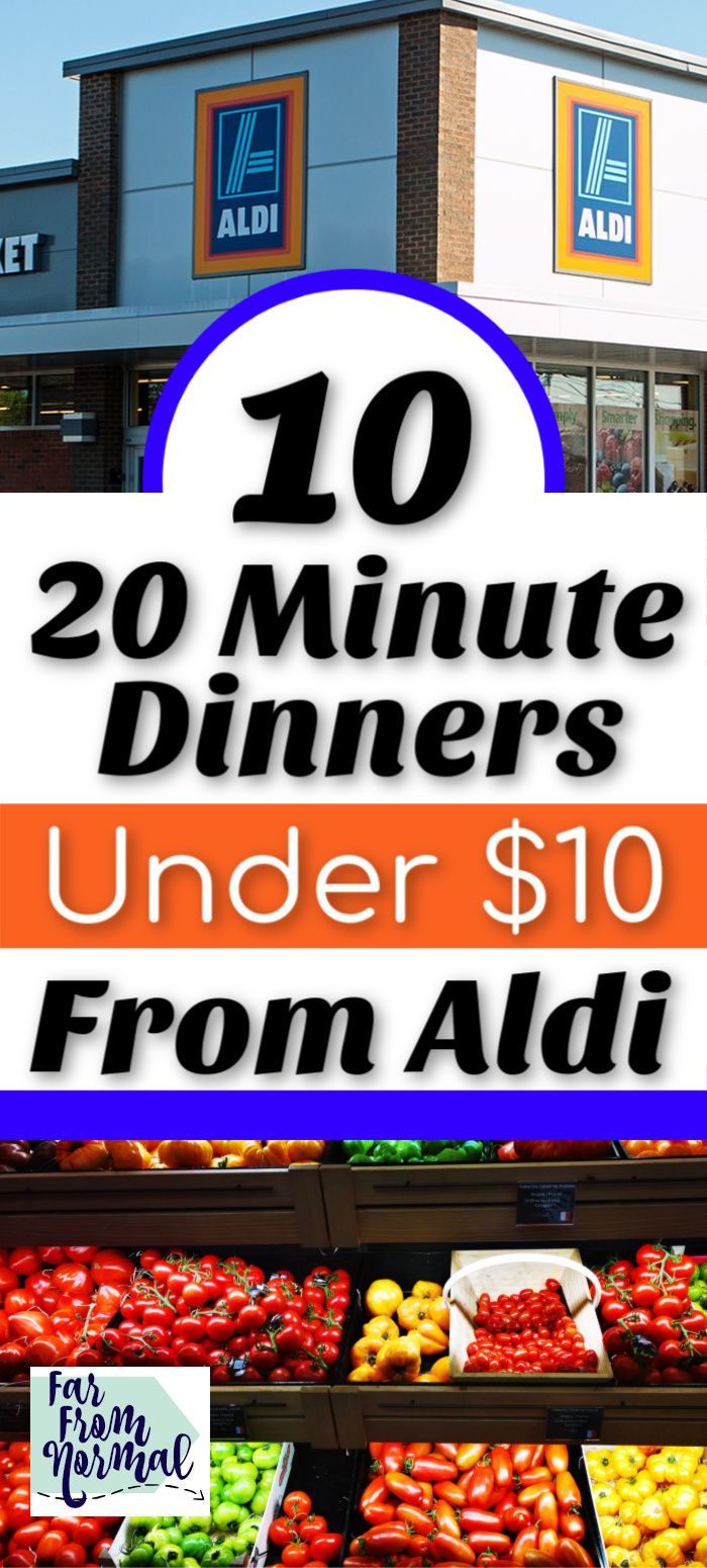 the front of a grocery store with an advertisement for 20 minute dinners under $ 10 from aid