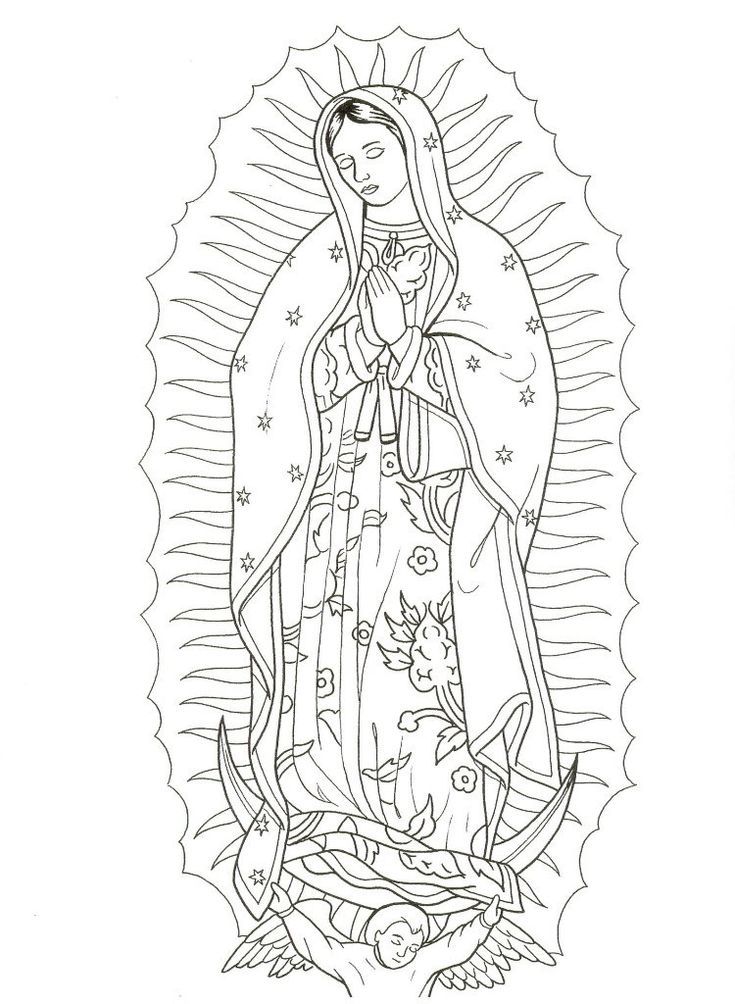 Mary Tattoo Design, Virgen Mary Tattoo, Christus Tattoo, Virgin Mary Tattoo, Mary Tattoo, Mexican Art Tattoos, Coloring Page Free Printable, Kunst Tattoos, Tattoos Mandala