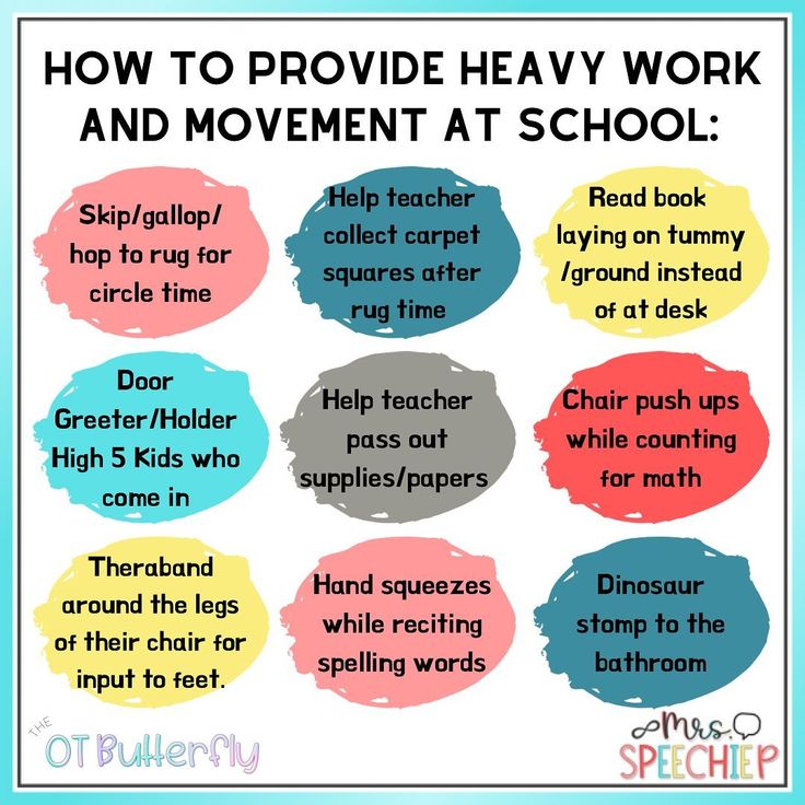 how to provide heavy work and movement at school with this free printable for teachers