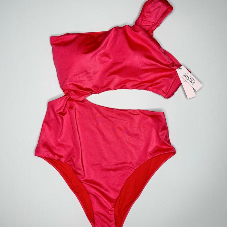 Vs Wild Strawberry Twist Monokini One-Piece Swimsuit New With Tags Hygienic Sticker Attached Size Medium Color Wild Strawberry Removable Padding, Wireless Twisted Details At The Cutout Waist And A Single Strap Highlight This Sleek And Stylish Asymmetric Design. Cheeky Fit: Moderate Back Coverage; Shows A Little But Not All 310 Fitted One-piece Swimwear For Holiday, Fitted Cutout One-piece For Party, Summer Party Swimwear With Cutout, Stretch Beachwear Swimwear For Holiday, Spring Party Swimwear With Cutout, Party Swimwear With Cutout, Victoria's Secret One-piece Summer Bodysuit, Summer Victoria's Secret Lined Bodysuit, Pink Lined One-piece For Party