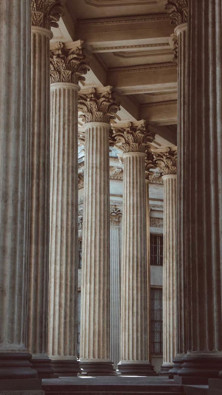 the columns are lined up against the wall