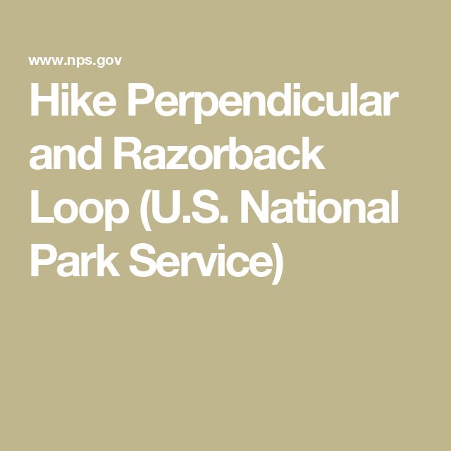 the words hike perpendicular and razorback loop u s national park service on a beige background