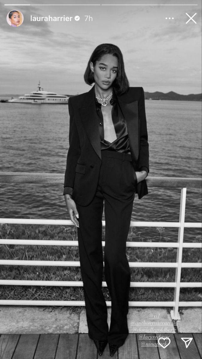 Ysl Outfits Women, Ysl Outfit, Saint Laurent Aesthetic, Cannes Film Festival 2023, Laura Harrier, Chic Outfits Classy, Vintage Runway, Festival 2023, Sophisticated Outfits