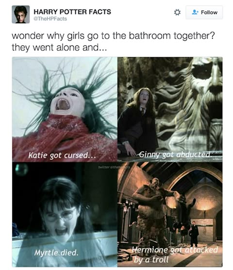 harry potter and hermione are in the same room with each other, one is screaming