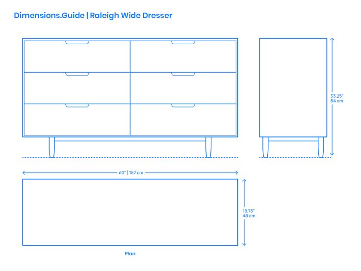 the dimensions guide to remodeling wide dressers with drawers is shown in blue